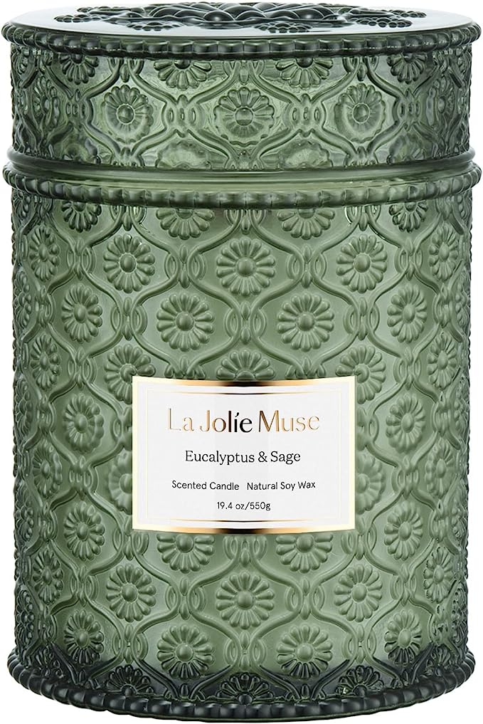 Hygge home decor - calming Eucalyptus and Sage candle