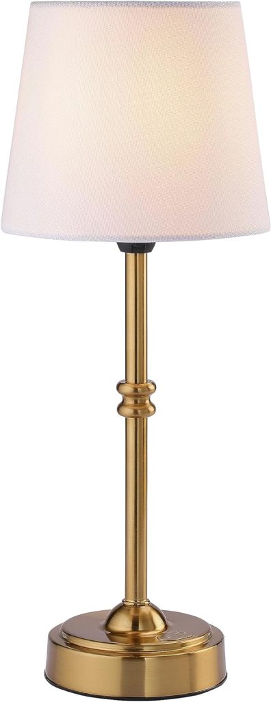 Battery operated gold buffet lamp with small shade. 