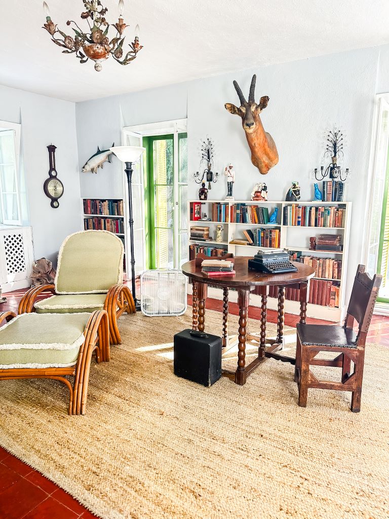 Ernest Hemingway's creative spacee in his back house in Key West, Florida. One of his original typewriters is displayed.