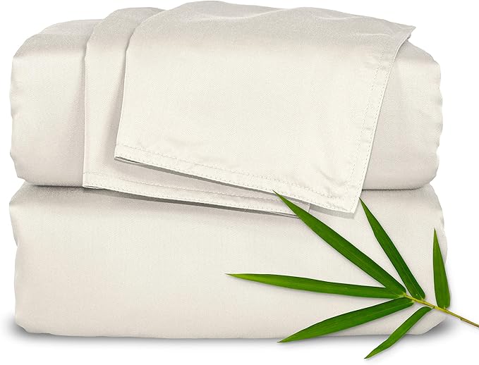 Cream colored bamboo sheet set.