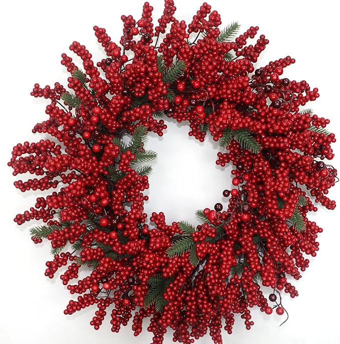 Christmas wreath with red berries